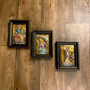 Miguel Borbolla Original Signed Dark Gothic Skeleton Art Set 3 Piece